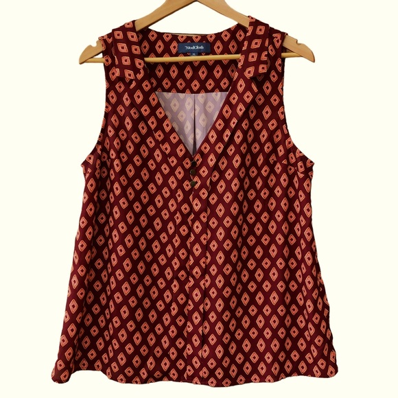 MODCLOTH sleeveless v- neck collared top, geometric print, size XL. - Picture 1 of 10